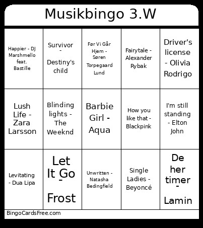 Musik 3.W Bingo Card