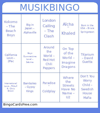 Musik Bingo Card