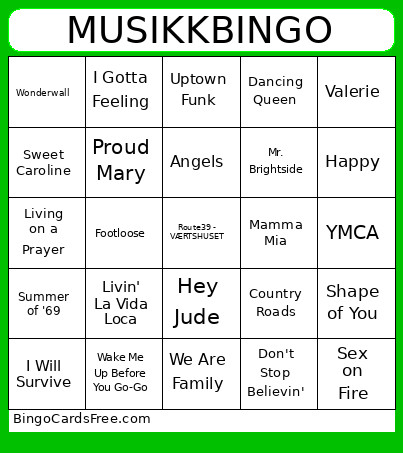 MUSIKK Bingo Card