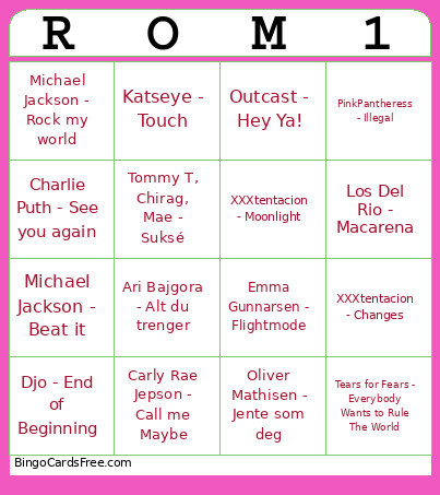 Musikk 5. Trinn Bingo Card