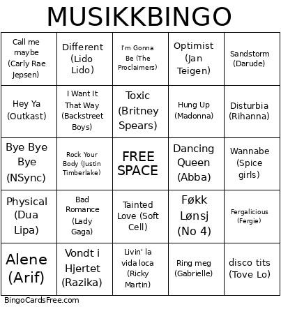 MUSIKK Bingo Card
