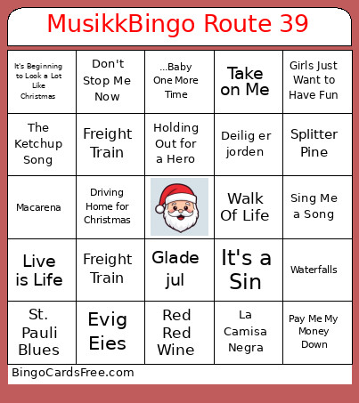 Musikk Route 39 Bingo Card