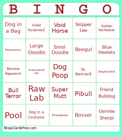Mutt Strutt 2026 Bingo Card