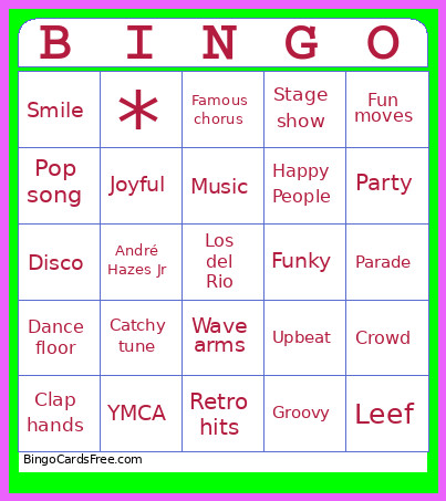 Muziek Bingo Card