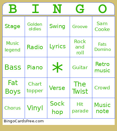 Muziek Bingo Card