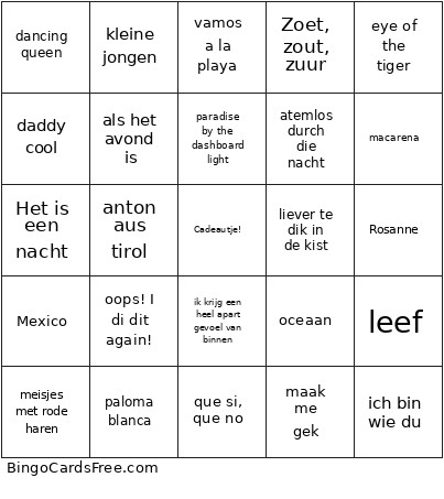 Muziek ! Bingo Card