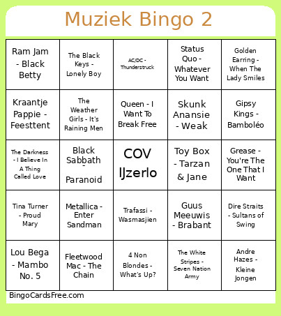 Muziek 2 Bingo Card