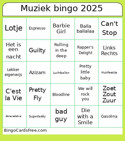 Muziek bingo 2025