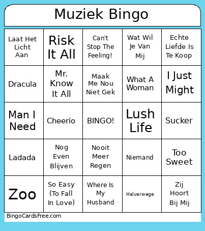 Muziek 2026 Bingo Card