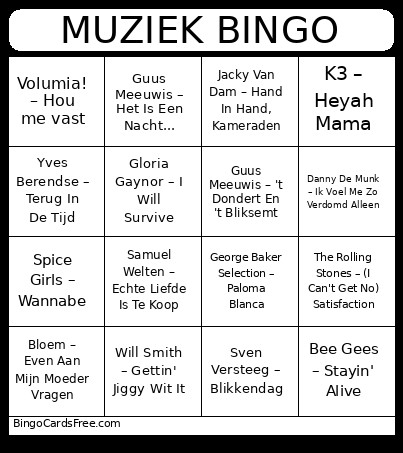 MUZIEK Bingo Card