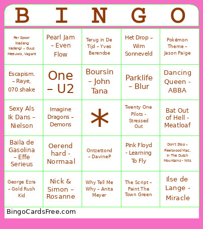 MUZIEK GH 2025 Bingo Card