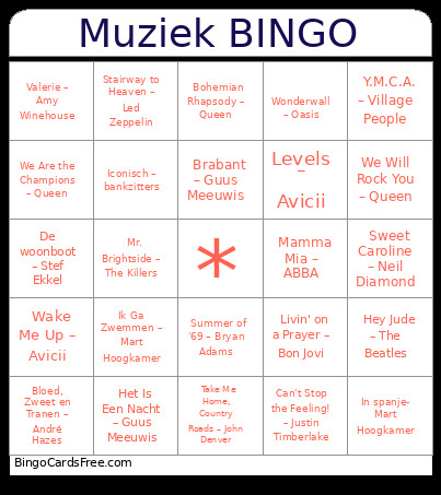 Muziek Jp16+ Bingo Card