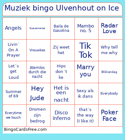 Muziek Ulvenhout On Ice Bingo Card 2