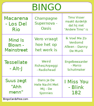 Muziek/Pikkewasser Bingo Card