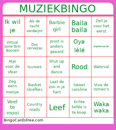 MUZIEK Bingo Card