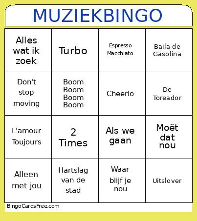 MUZIEK Bingo Card