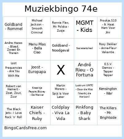 Muziek 74e Bingo Card