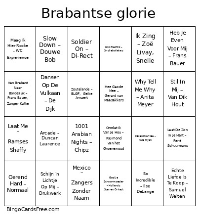 Muziek Brabant Ronde Bingo Card