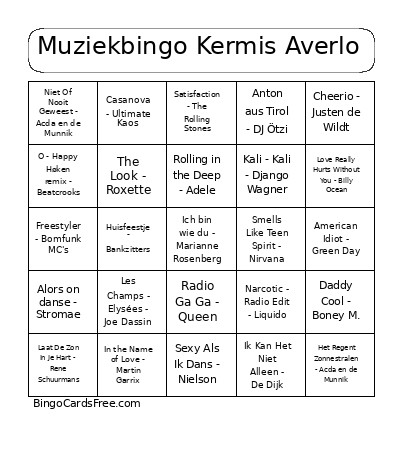 Muziek Kermis Averlo Bingo Card