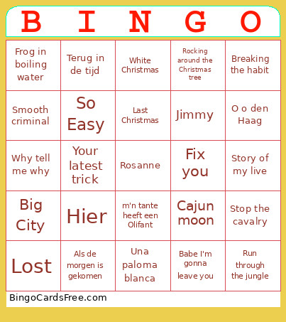 Muziek Oma Bingo Card