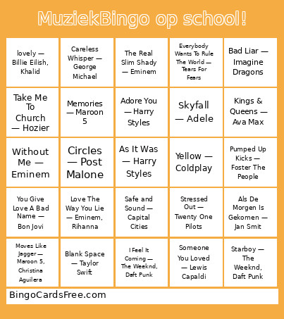 ‎ Muziek Op School! Bingo Card