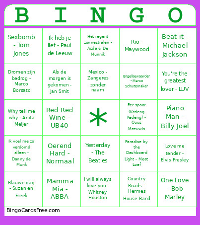 Muziek Pa En Ma Bingo Card