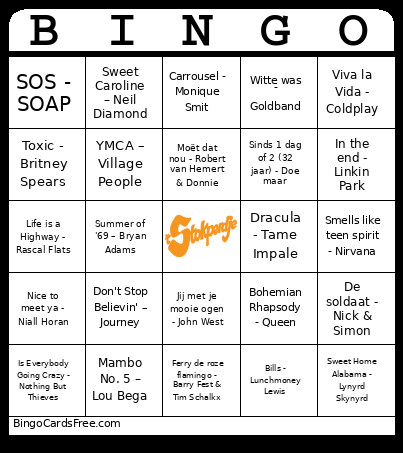 Muziek Stokperdje Bingo Card