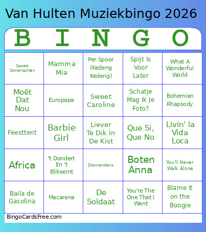 Muziek Vh 2026 1 Bingo Card