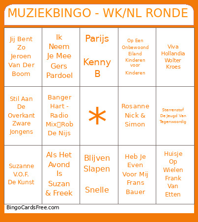 MUZIEK - WK/NL RONDE Bingo Card