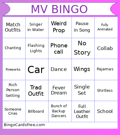MV Bingo Card