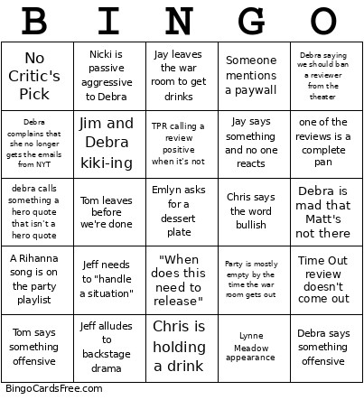 Mwr421 Bingo Card