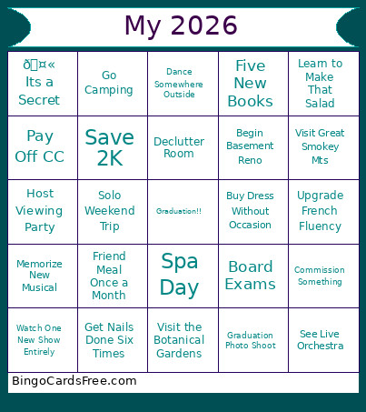 My 2026 Bingo Card