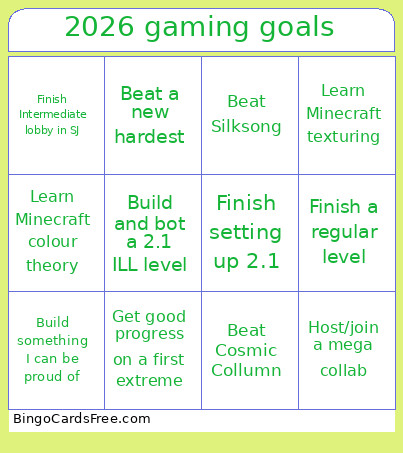 My 2026 Gaming Goals Bingo Card