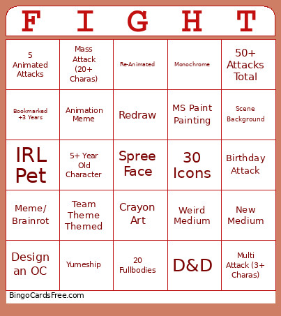 My AF 2026 Bingo Card