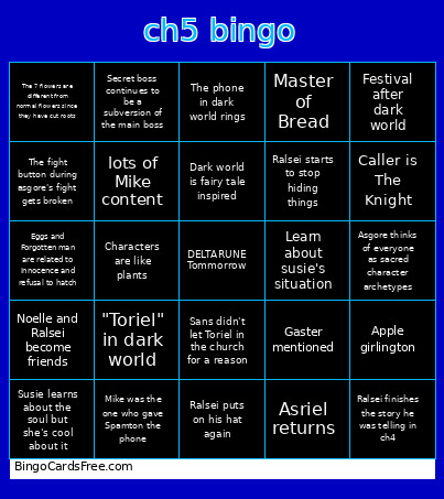 My Ch5 Bingo Card