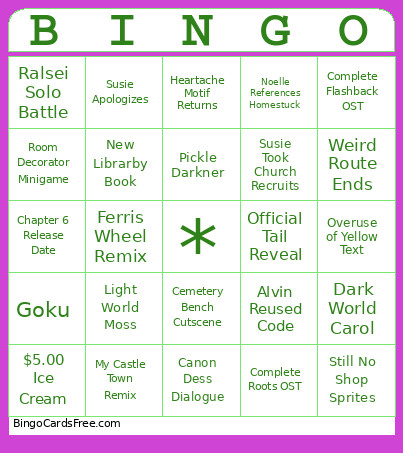 My Deltarune Chapter 5 Bingo Card