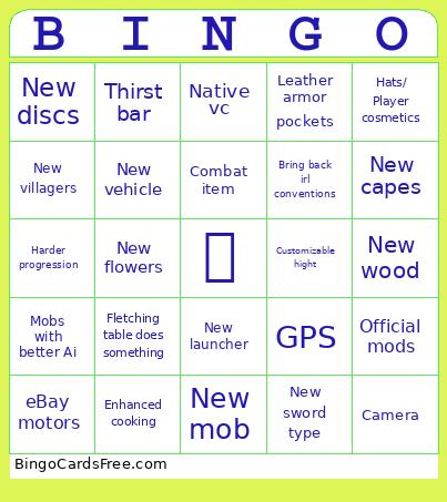 My Mc Live Bingo Card