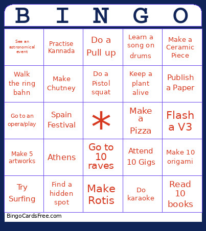My Nr Bingo Card