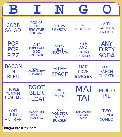MY TEMPLATE Bingo Card