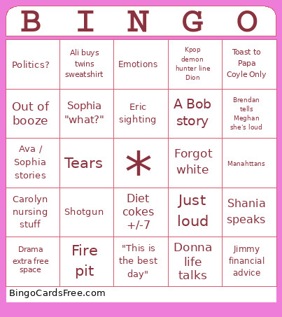 Myrtle Manor Bingo Card