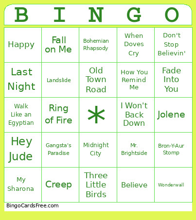 Mystery Bag Music Bingo Card