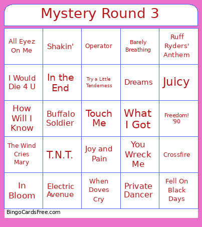 Mystery Round 3 Bingo Card