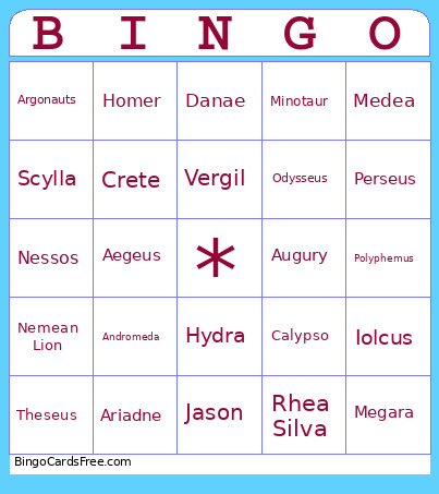 Myth Review Bingo Card