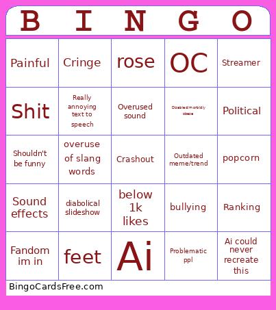 MyyyyyyyFYP Bingo Card