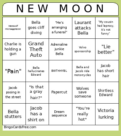 N E W M O O N Bingo Card