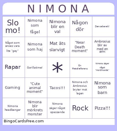 N I M O N A Bingo