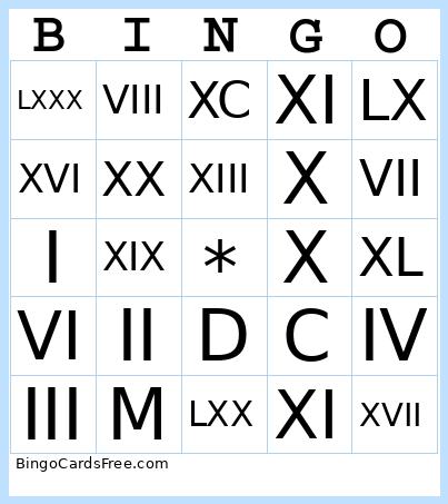 NÚMEROS ROMANOS Bingo