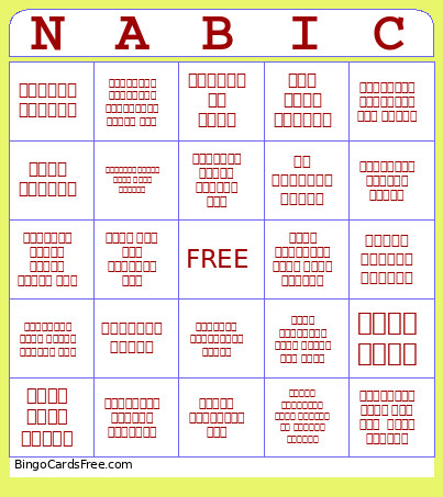 NABIC Bingo Card