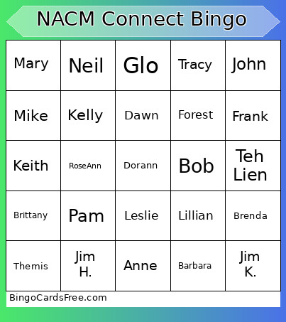 NACM Connect Bingo Card