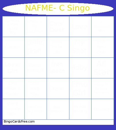 NAFME- C Singo Bingo Card